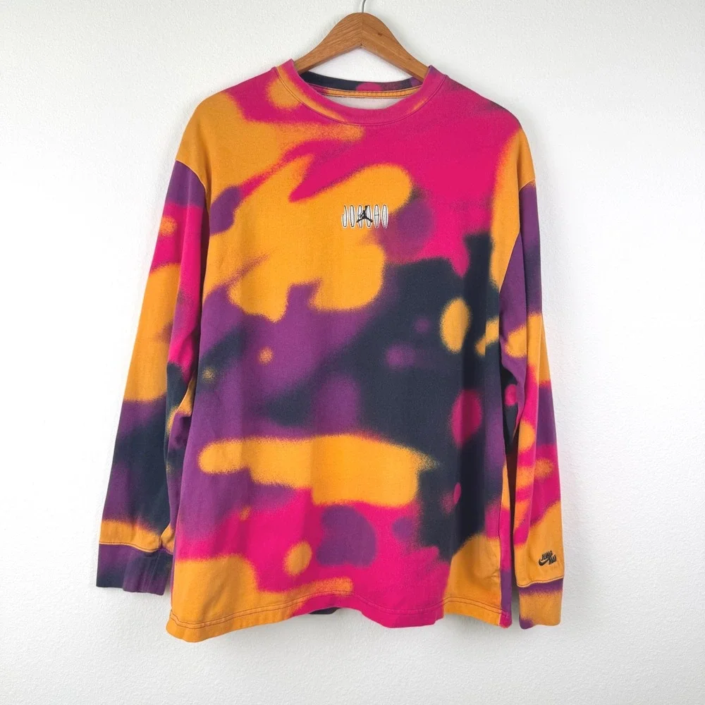 Jordan Long Sleeve Shirt Mens XL Multi Color Excellent Tie Dye Streetwear